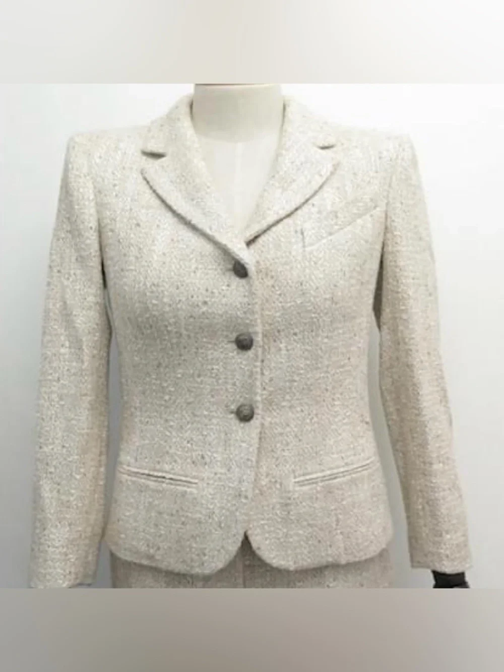 Chanel Cream Tweed Jacket Blazer 36